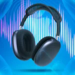 AirPods Max với sóng âm thanh tượng trưng cho chất lượng âm thanh lossless.