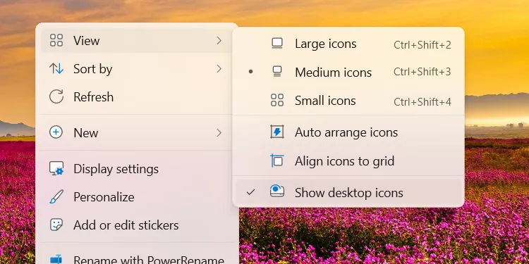 Ẩn các biểu tượng trên màn hình desktop Windows