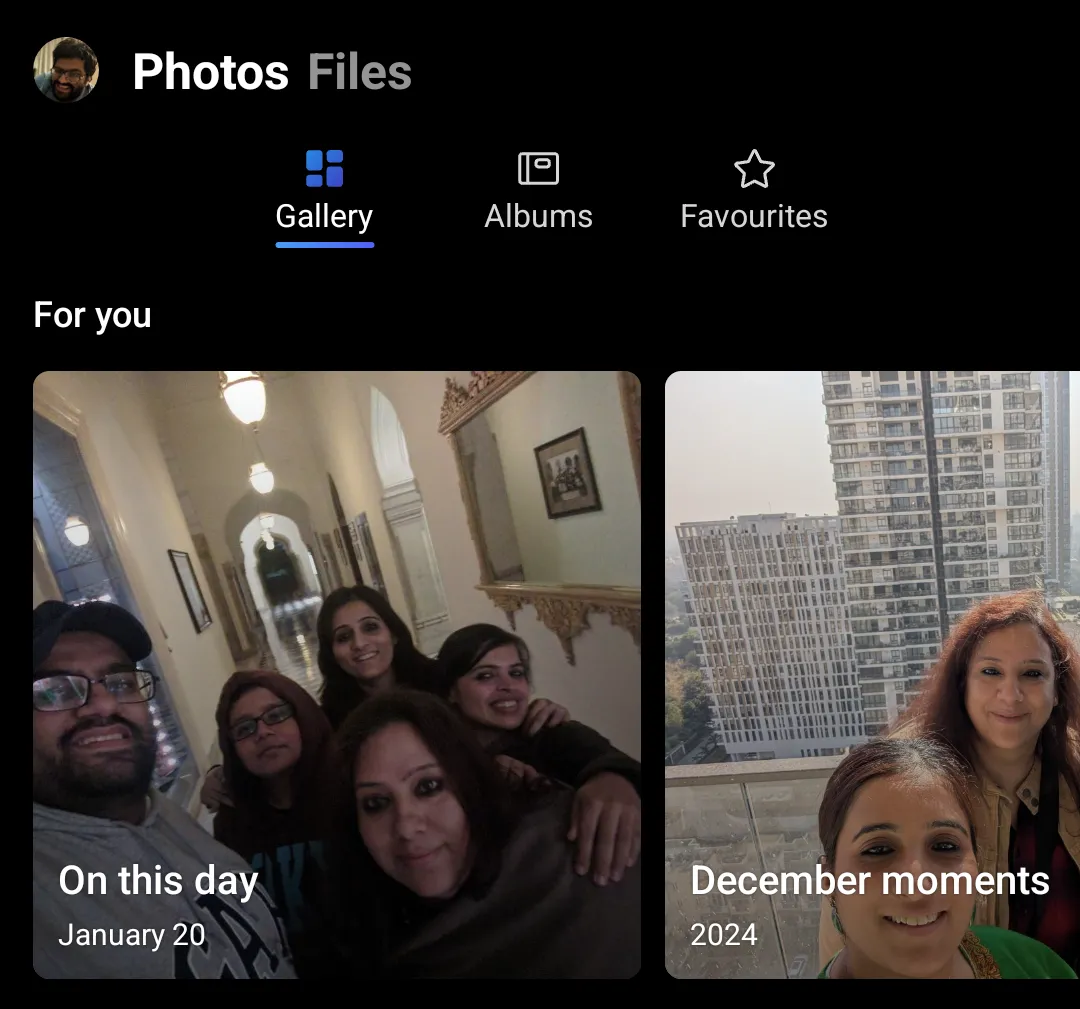 Ảnh chụp màn hình các album được quản lý trong Microsoft OneDrive