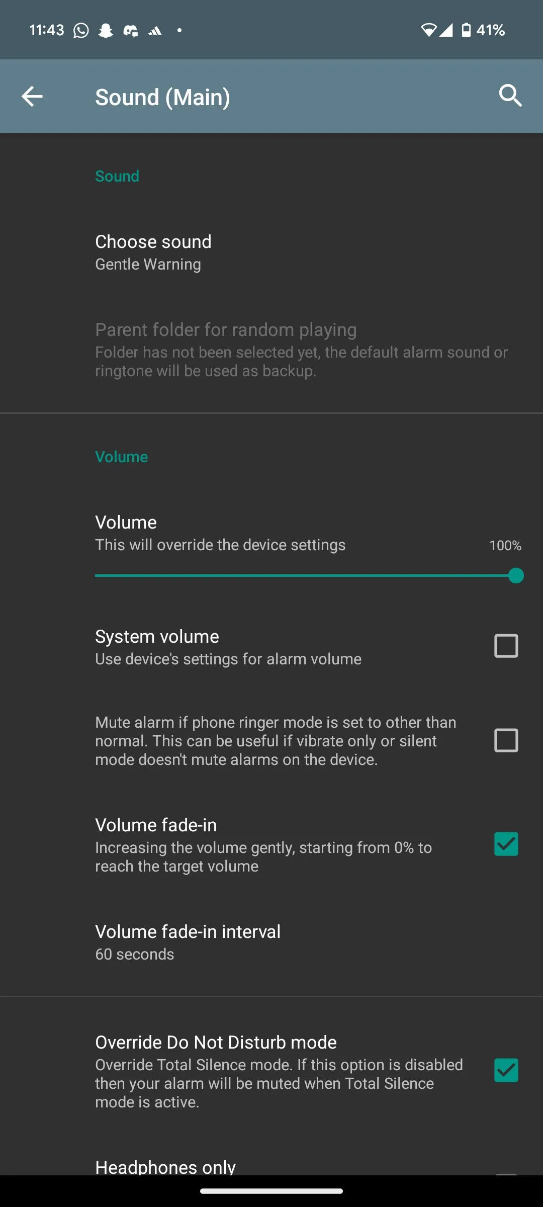 Ảnh chụp màn hình các tính năng thức giấc nâng cao trong ứng dụng báo thức AMdroid