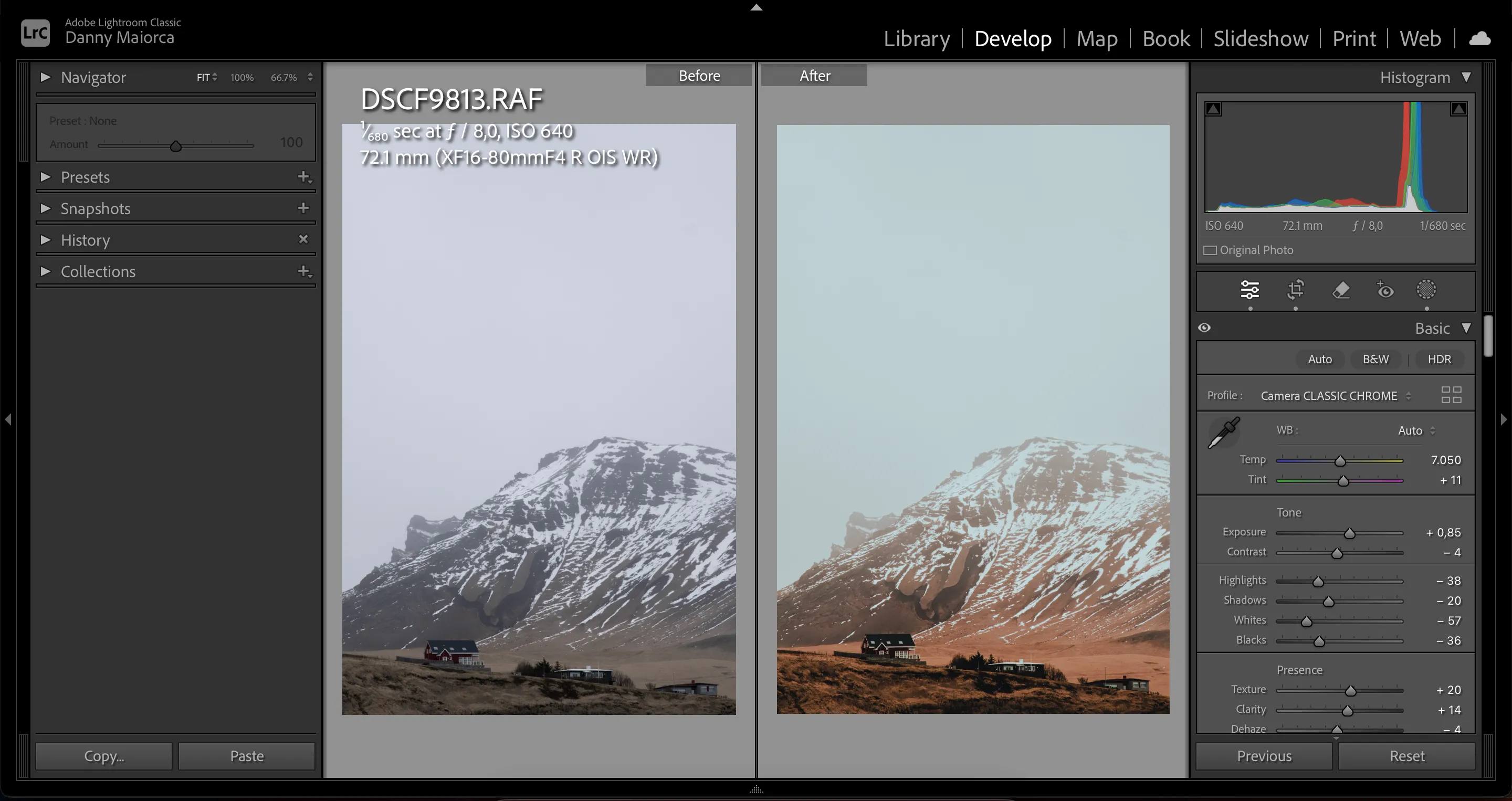 Ảnh với cân bằng trắng bị sai lệch sau khi AI tự động chỉnh sửa trong Lightroom
