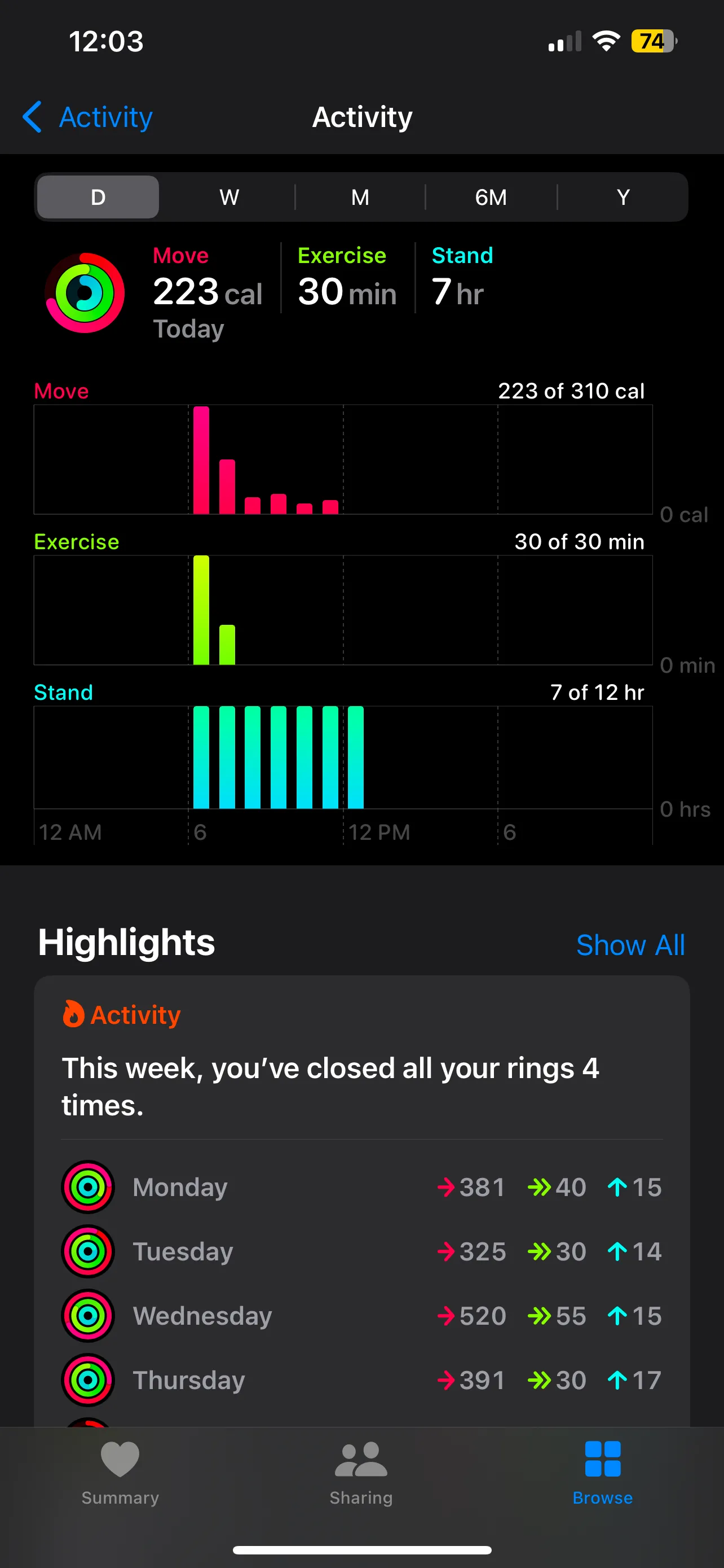Ba vòng Hoạt động Move, Exercise và Stand trên ứng dụng Sức khỏe của Apple Watch