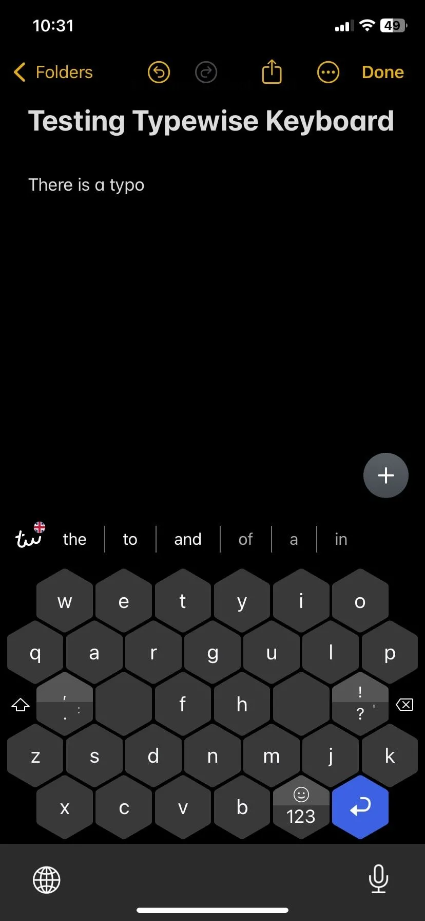 Bàn phím Typewise với bố cục lục giác độc đáo và gợi ý từ tiếp theo