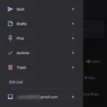 Bảng điều hướng và các tùy chọn thư mục trong ứng dụng Spark Mail trên Android
