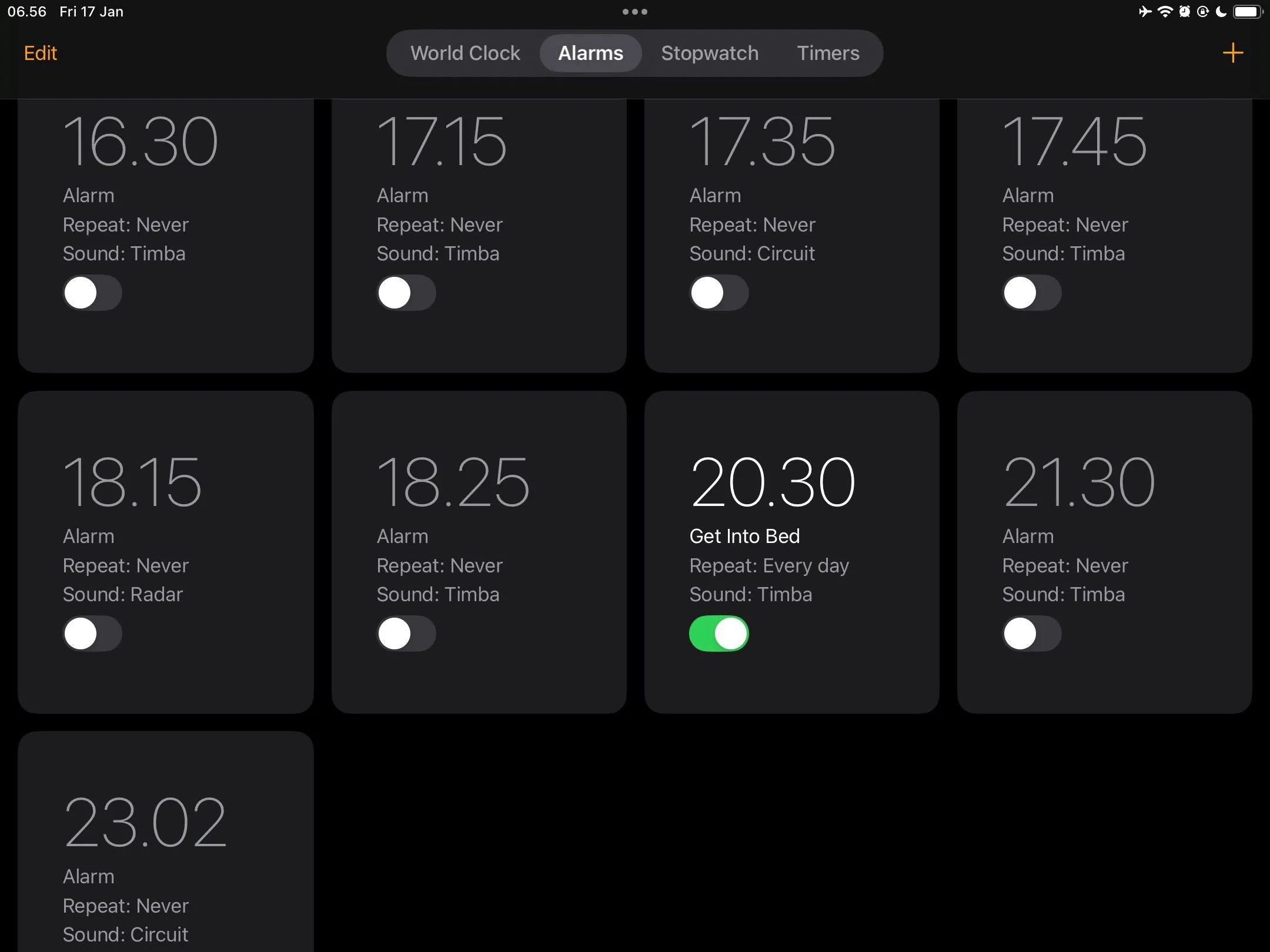 Báo thức đi ngủ trên iPad