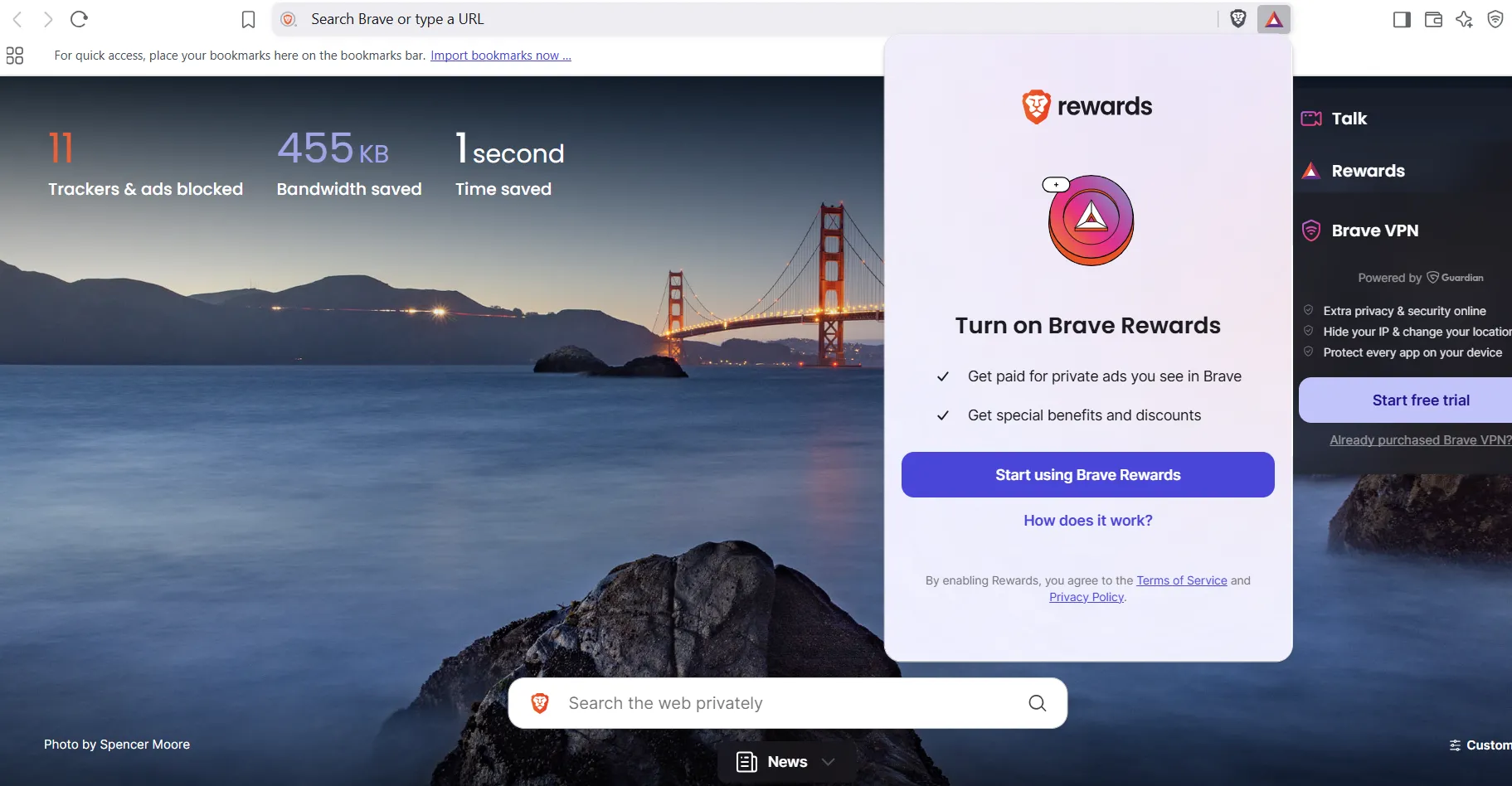 Bật tính năng Brave Rewards để kiếm tiền mã hóa