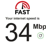 Biểu đồ kiểm tra tốc độ internet nhanh chóng qua FAST.com hiển thị tốc độ tải xuống.