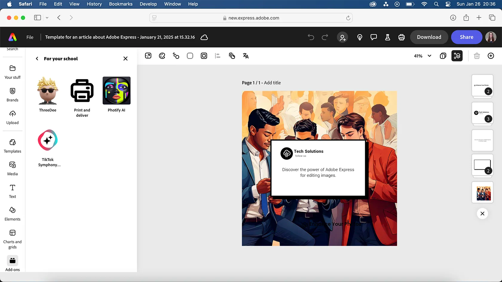 Các Add-Ons bị giới hạn đối với người dùng gói Adobe Express Education