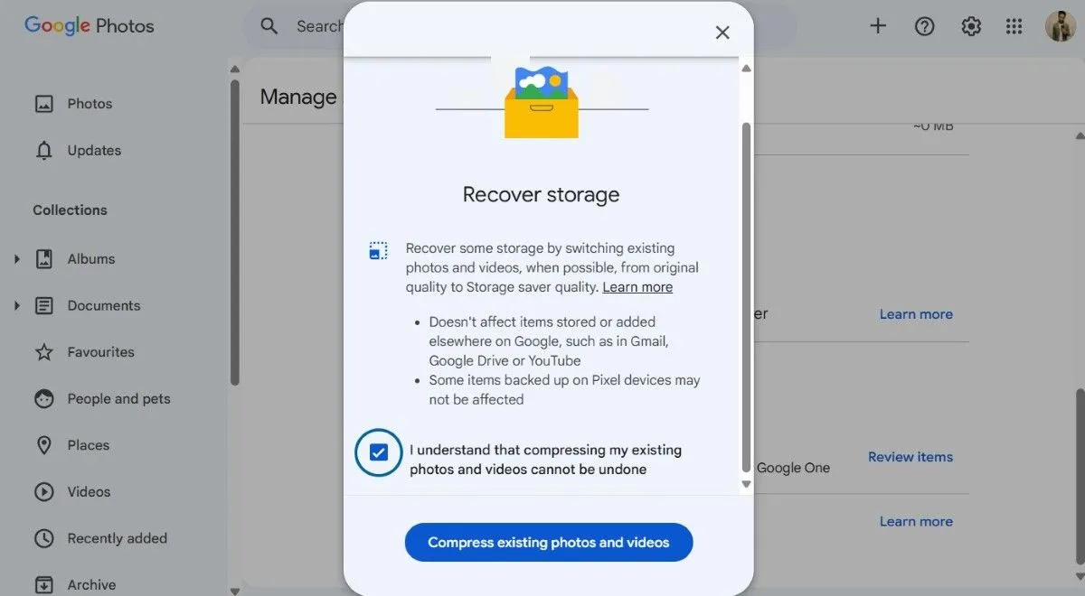 Các bước nén ảnh và video trong Google Photos để tiết kiệm không gian lưu trữ