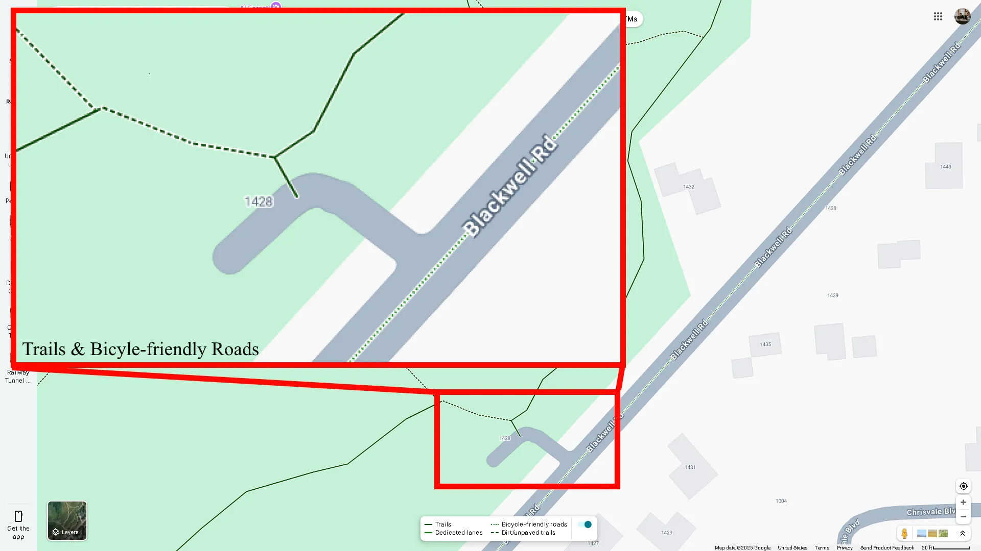 Các đường mòn và đường thân thiện với xe đạp trên Google Maps