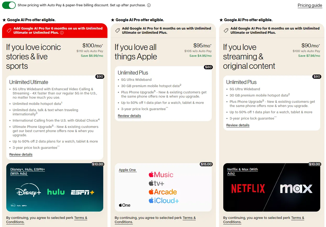 Các gói cước di động đắt đỏ của Verizon, minh họa cho việc &quot;không giới hạn&quot; đi kèm chi phí cao