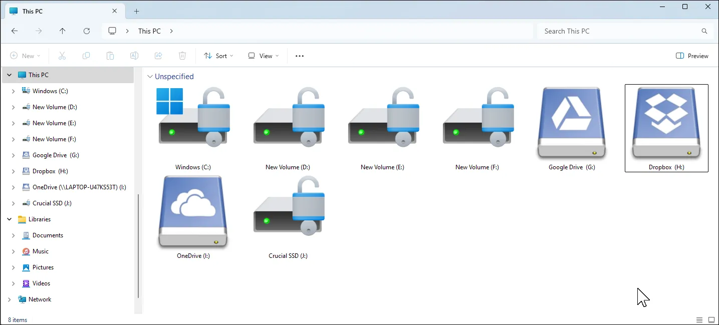 Các ổ đĩa cục bộ và dịch vụ lưu trữ đám mây tích hợp trong File Explorer bằng Mountain Duck