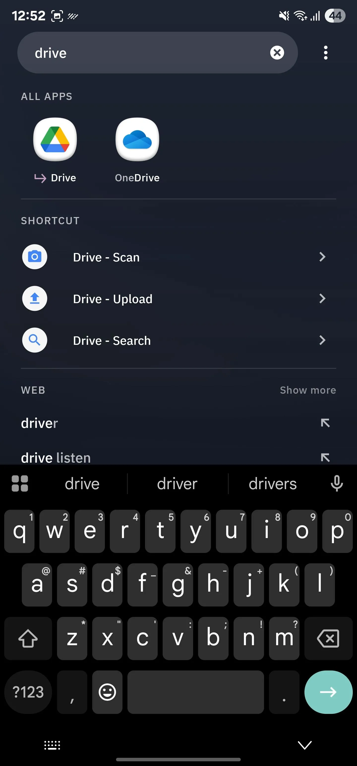Các phím tắt Google Drive trong Smart Search của Smart Launcher