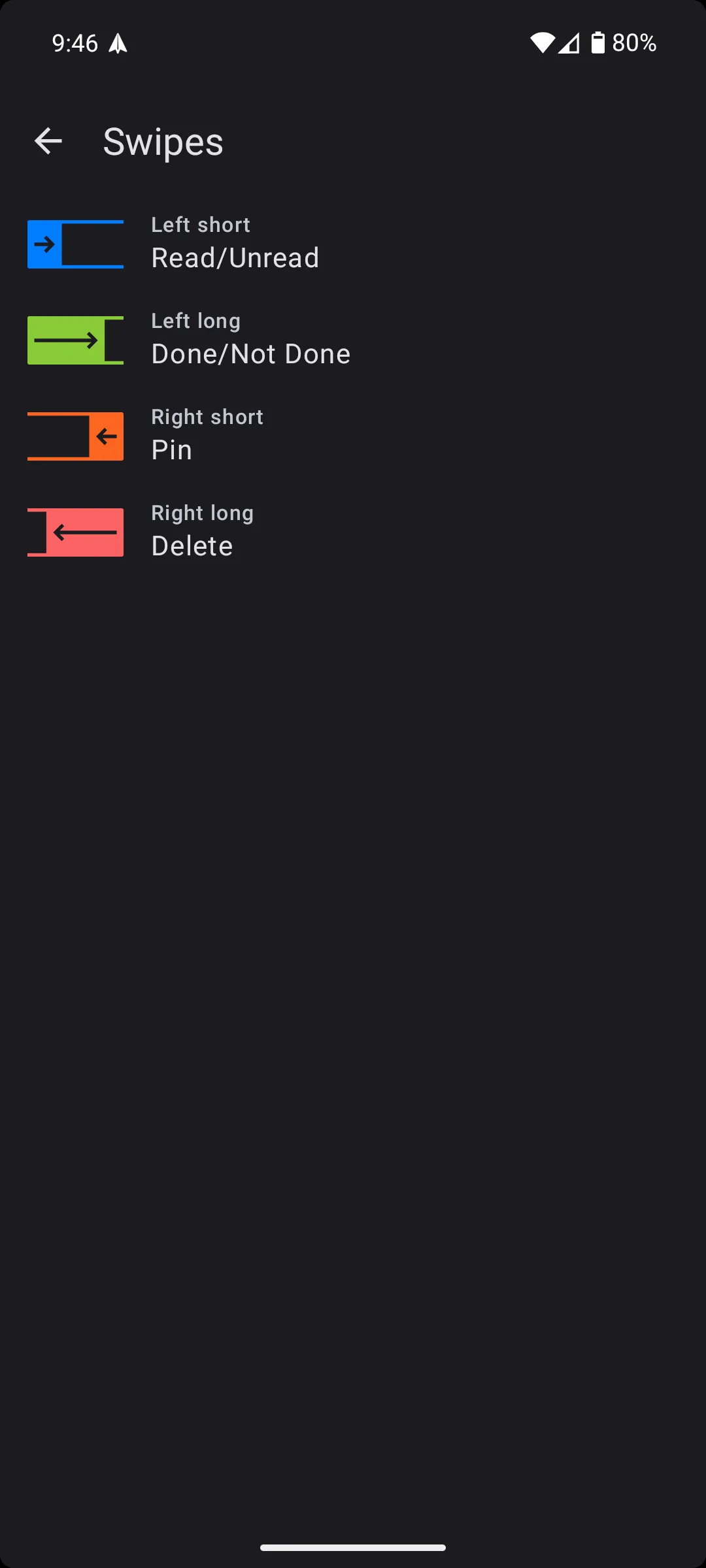 Các thao tác vuốt tùy chỉnh trong ứng dụng Spark Mail Android