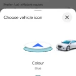 Các tùy chọn biểu tượng xe mặc định và biểu tượng xe mới trên Google Maps