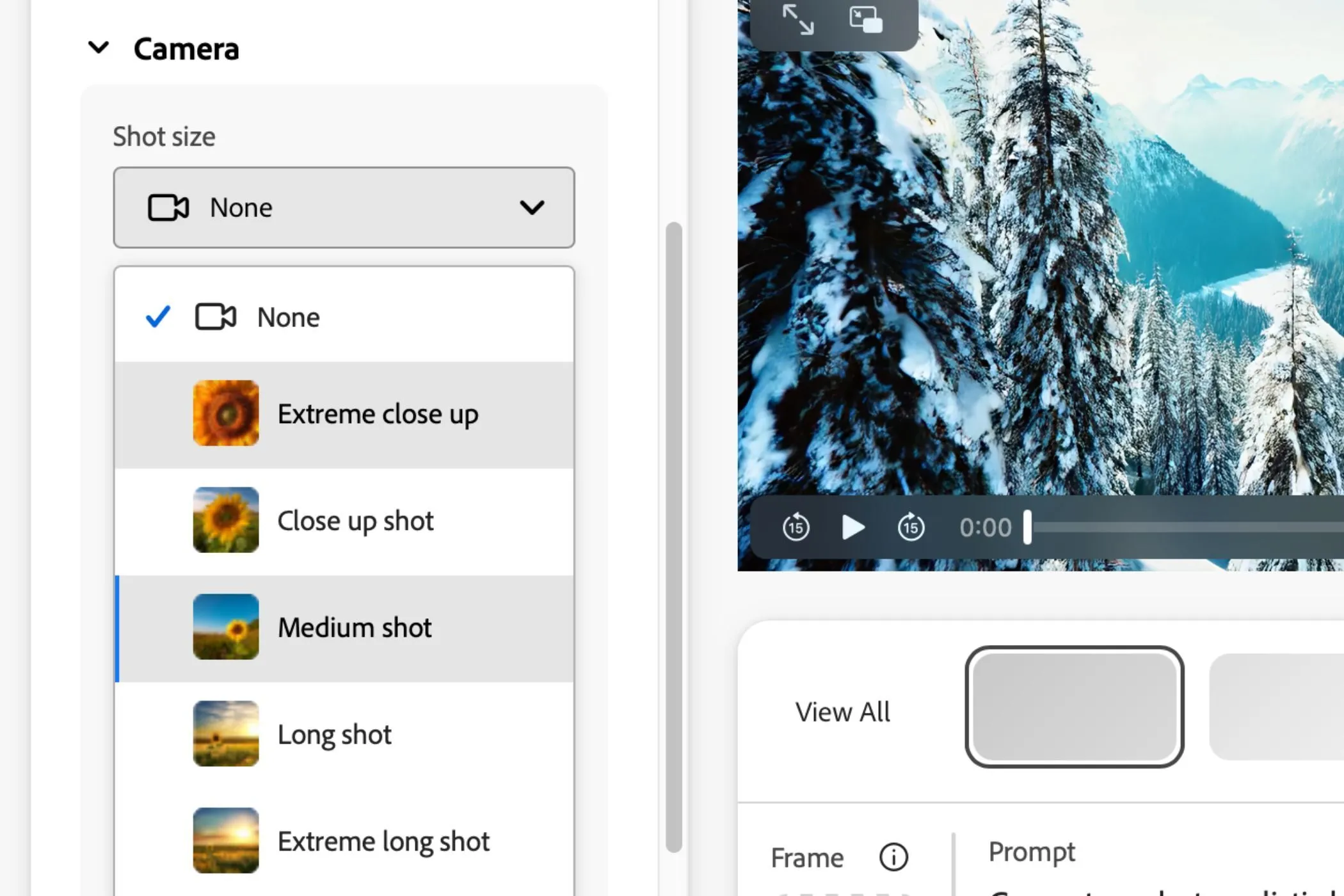 Các tùy chọn tính năng chỉnh sửa video trong Adobe Firefly