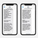 Các ví dụ tin nhắn smishing lừa đảo qua iMessage theo báo cáo của Bleeping Computer