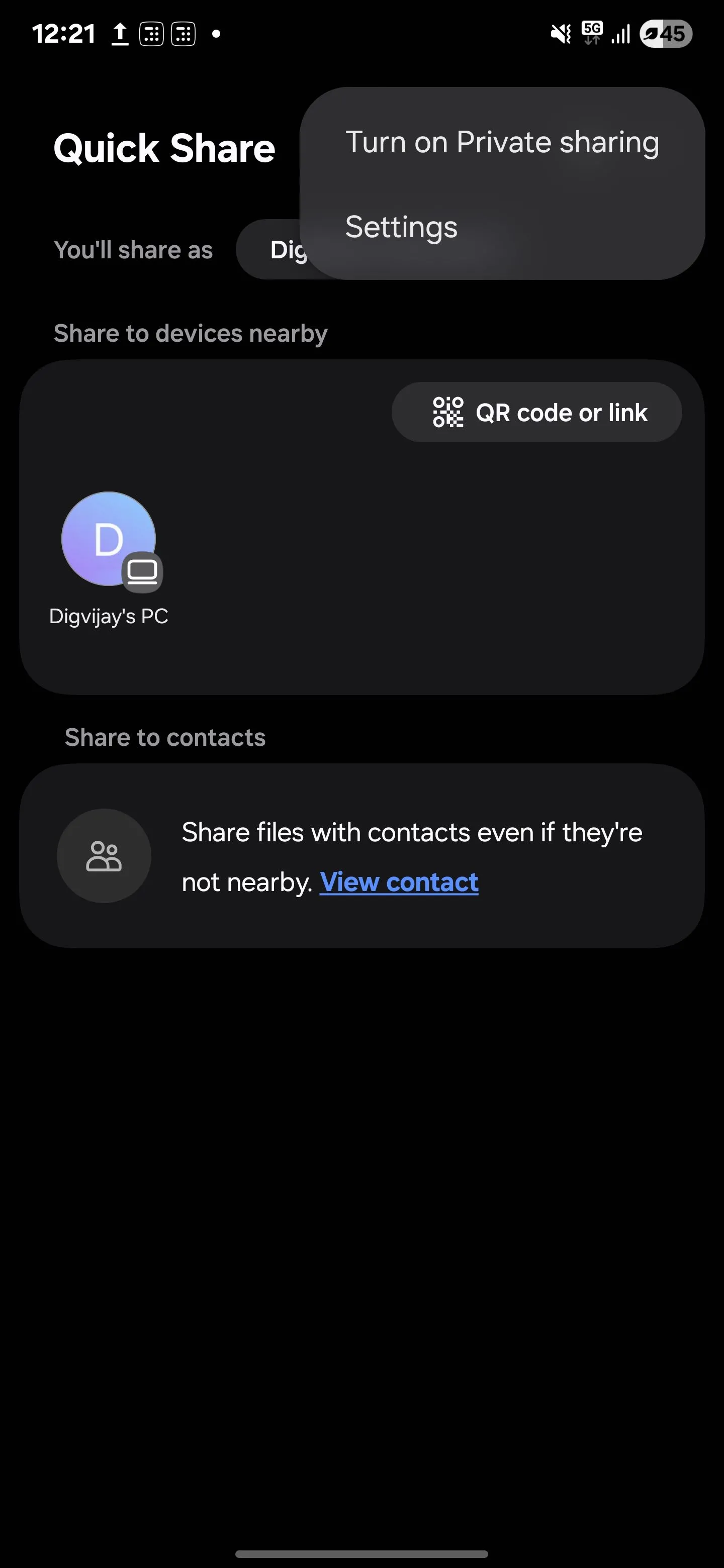 Cách bật tính năng Private Sharing trong Quick Share trên điện thoại Samsung