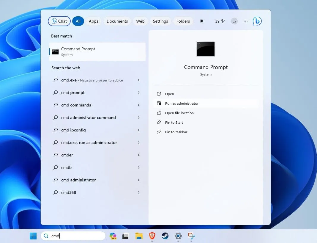 Cách chạy Command Prompt với quyền quản trị viên trên Windows để thực thi lệnh SDelete