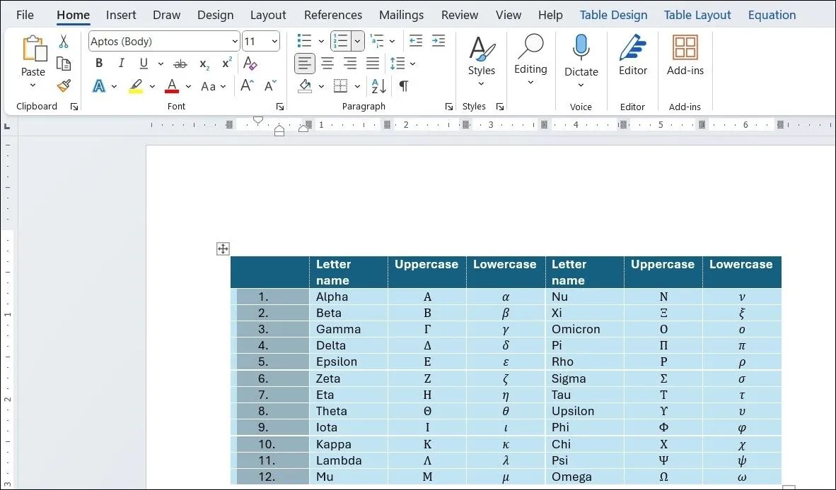 Cách chèn số thứ tự tự động bằng tính năng Numbering vào cột trong bảng Word