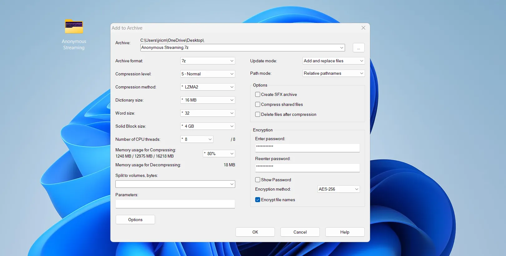 Cách đặt mật khẩu cho file nén với 7-Zip