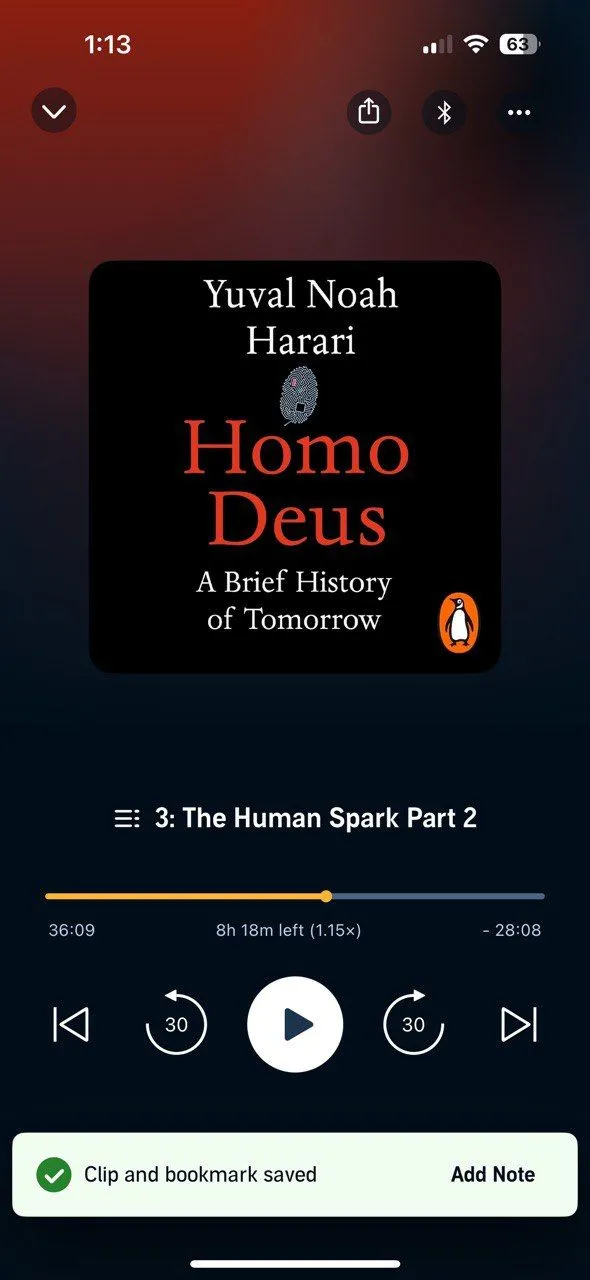 Cách lưu Clips và Bookmarks trong ứng dụng Audible