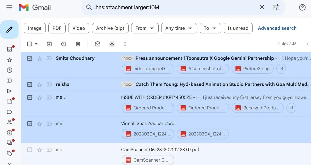 Cách tìm và xóa email có tệp đính kèm dung lượng lớn trong Gmail