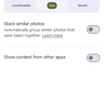 Cài đặt ẩn nội dung từ các ứng dụng khác trong Google Photos, hiển thị tùy chọn ẩn ảnh rác và tùy chỉnh theo ứng dụng