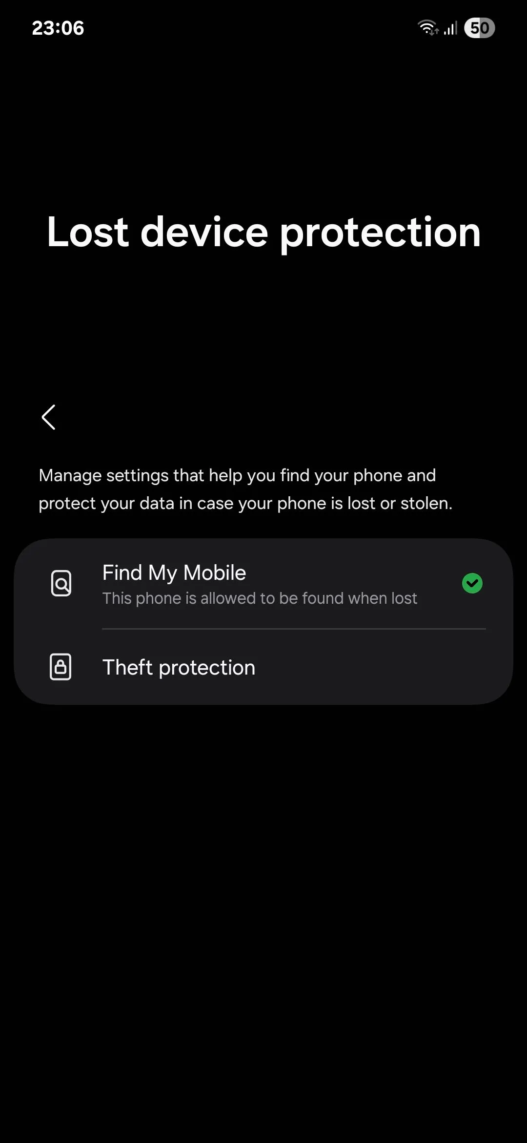 Cài đặt bảo vệ thiết bị bị mất trên điện thoại Samsung Android.