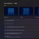 Cài đặt bố cục Start Menu Windows 11 với các tùy chọn "More pins", "Default", "More recommendations"