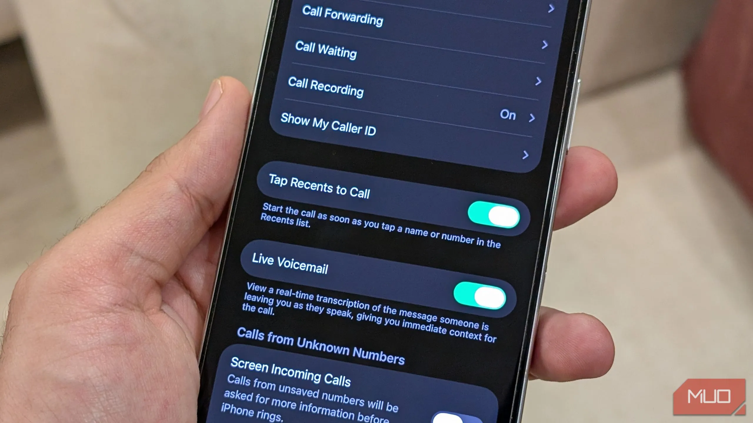 Cài đặt chạm gần đây để gọi trên iPhone iOS 26