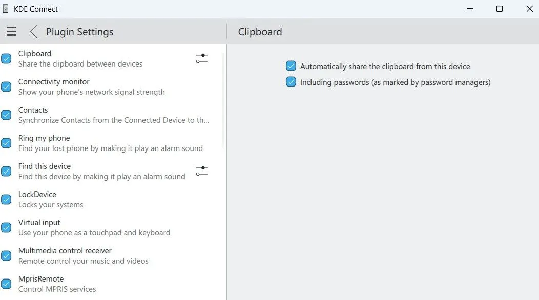 Cài đặt đồng bộ clipboard trong ứng dụng KDE Connect trên Windows