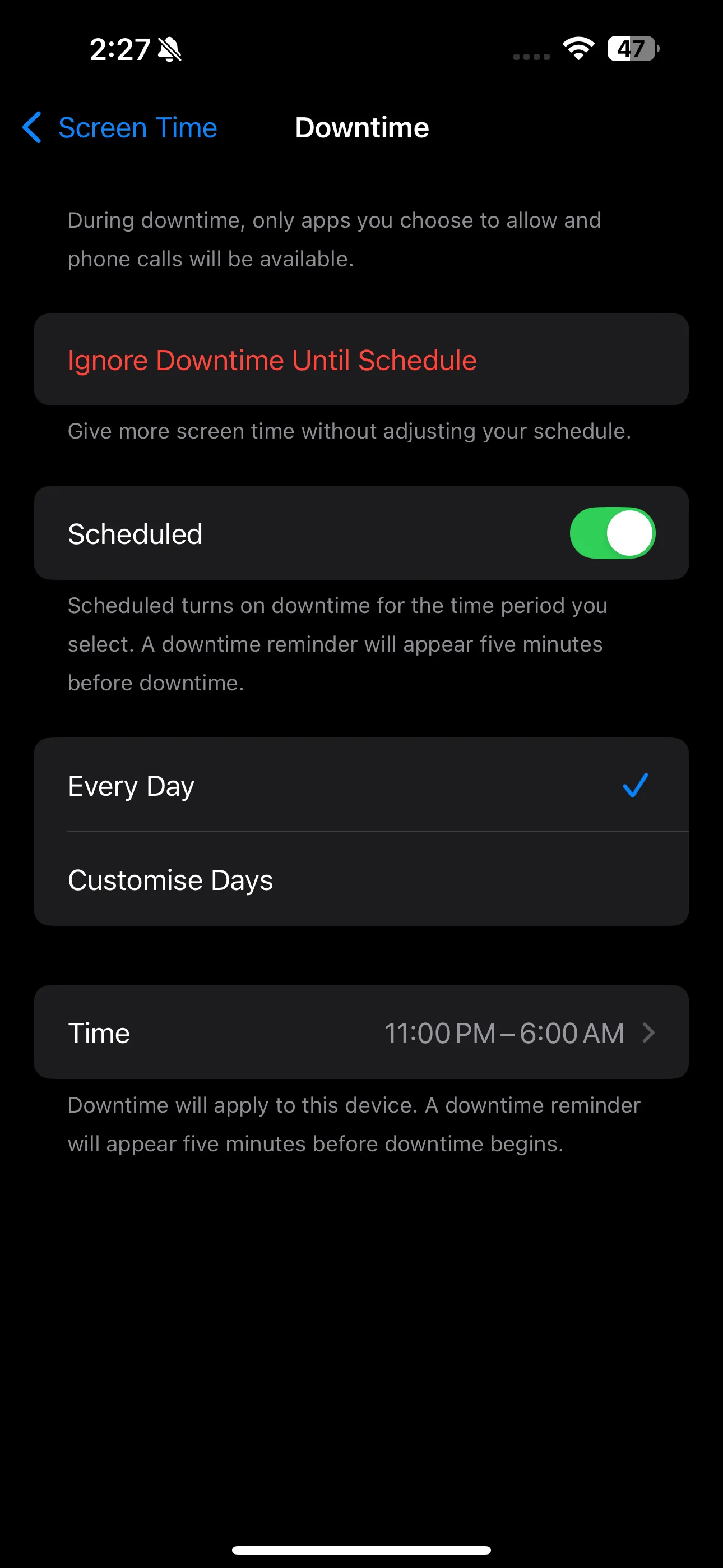 Cài đặt Giờ nghỉ trên iPhone cho phép tùy chỉnh lịch trình theo ngày và khung giờ cụ thể