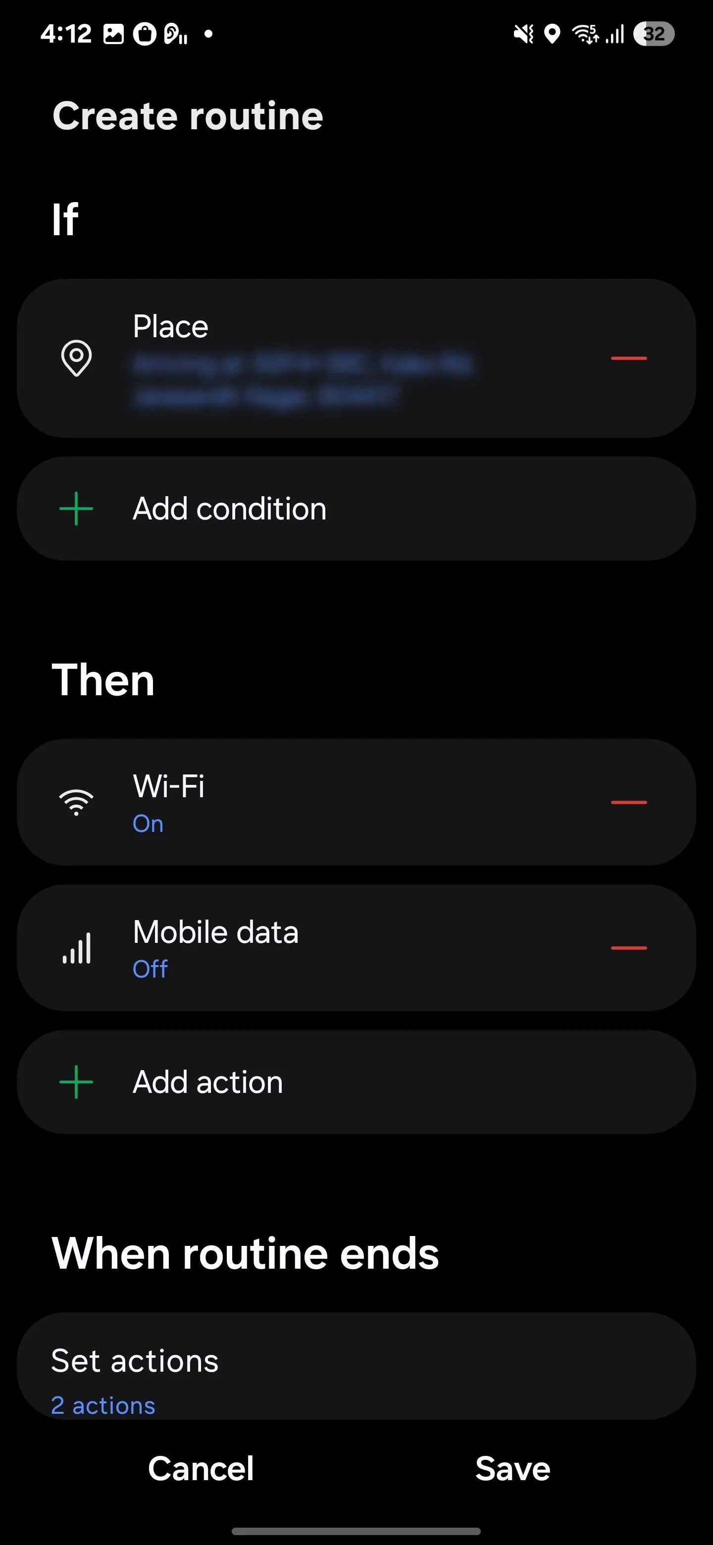 Cài đặt hành động tự động bật Wi-Fi và tắt dữ liệu di động trong Samsung Routines