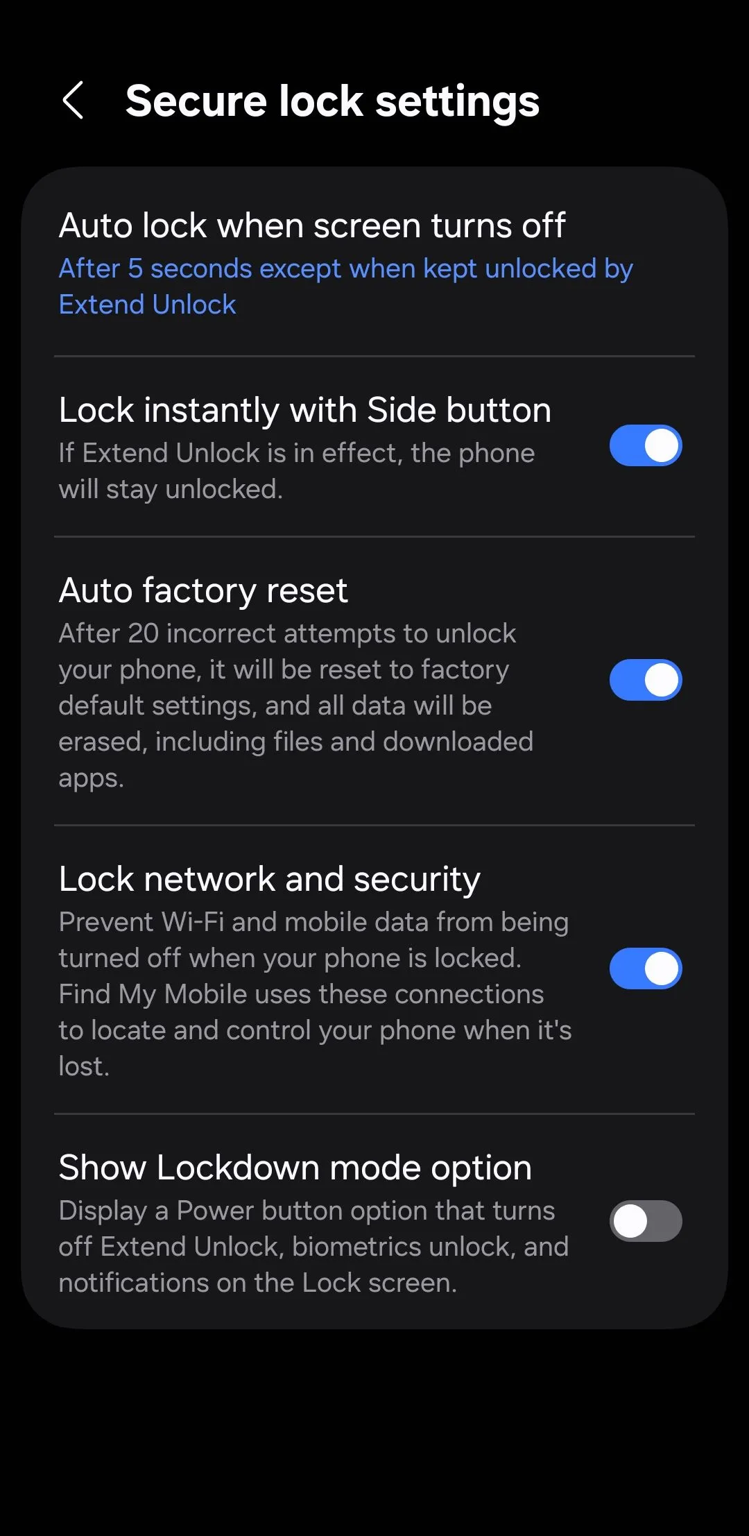 Cài đặt khóa bảo mật (Secure lock settings) trên Android để hạn chế Quick Settings