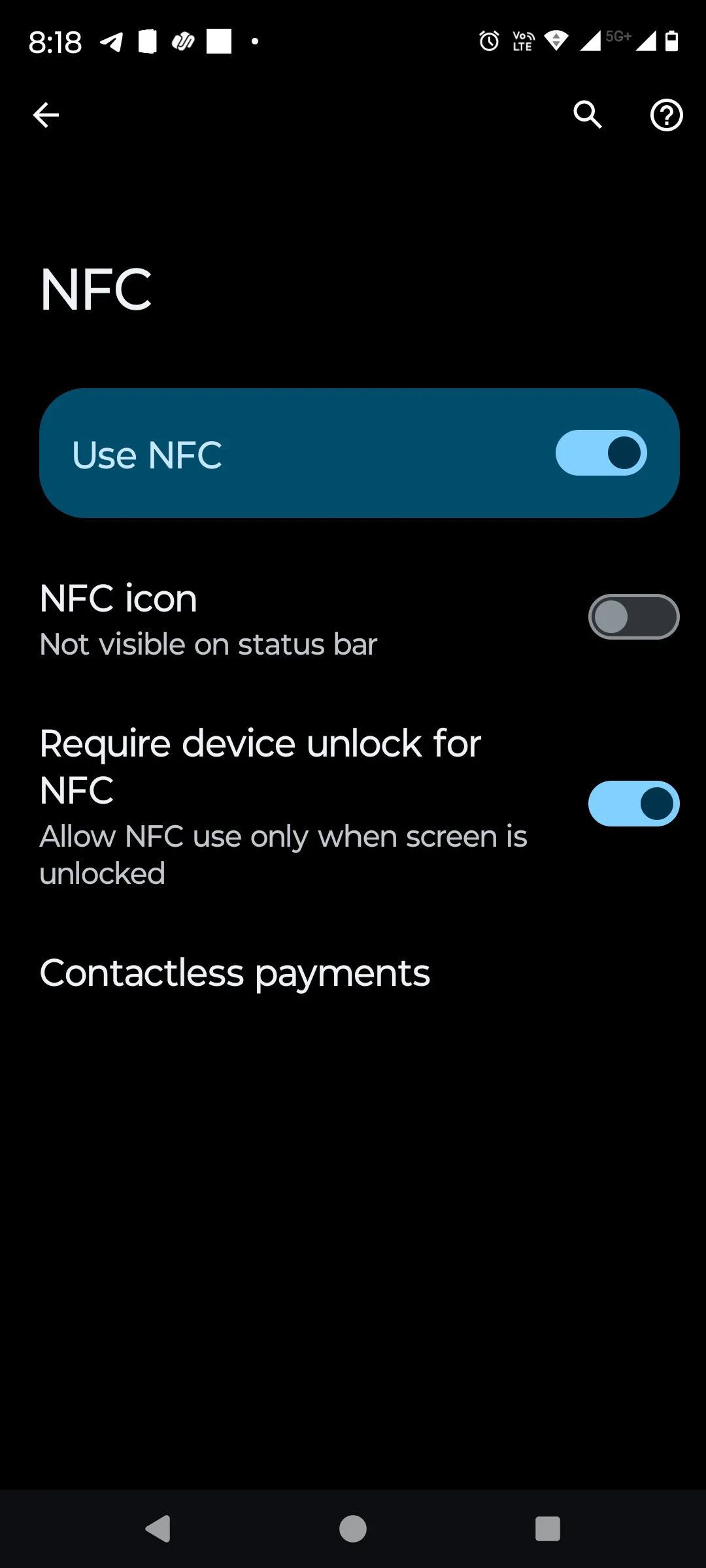 Cài đặt NFC trên Android yêu cầu mở khóa thiết bị