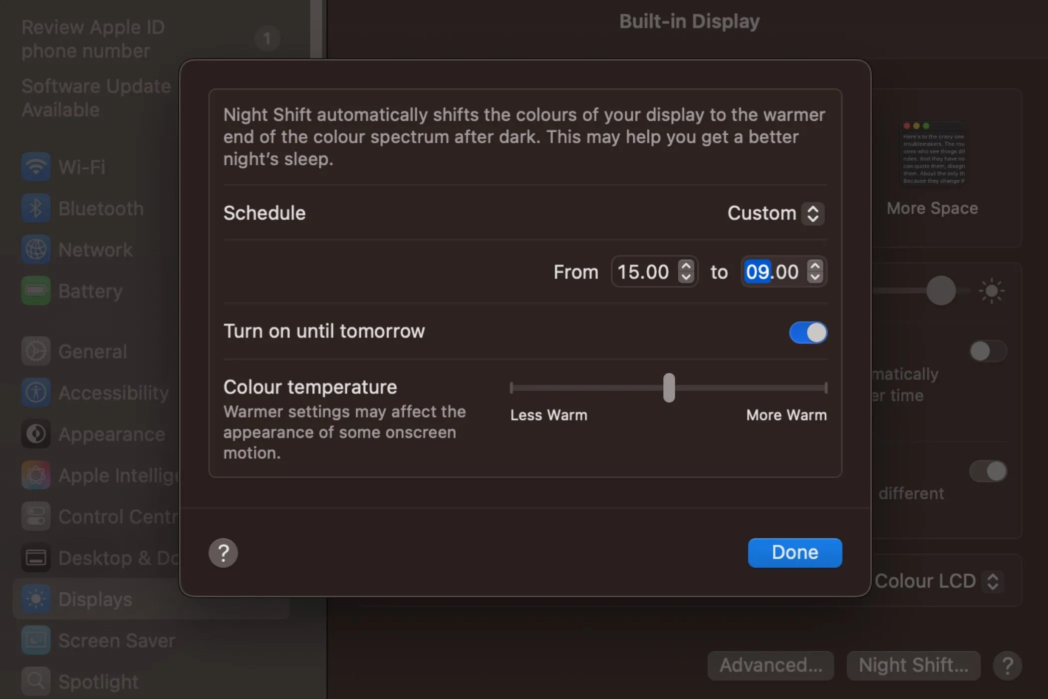 Cài đặt Night Shift trên máy Mac