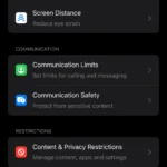 Cài đặt Screen Time trên iPhone hiển thị các tùy chọn Giờ nghỉ, Giới hạn ứng dụng và Luôn cho phép
