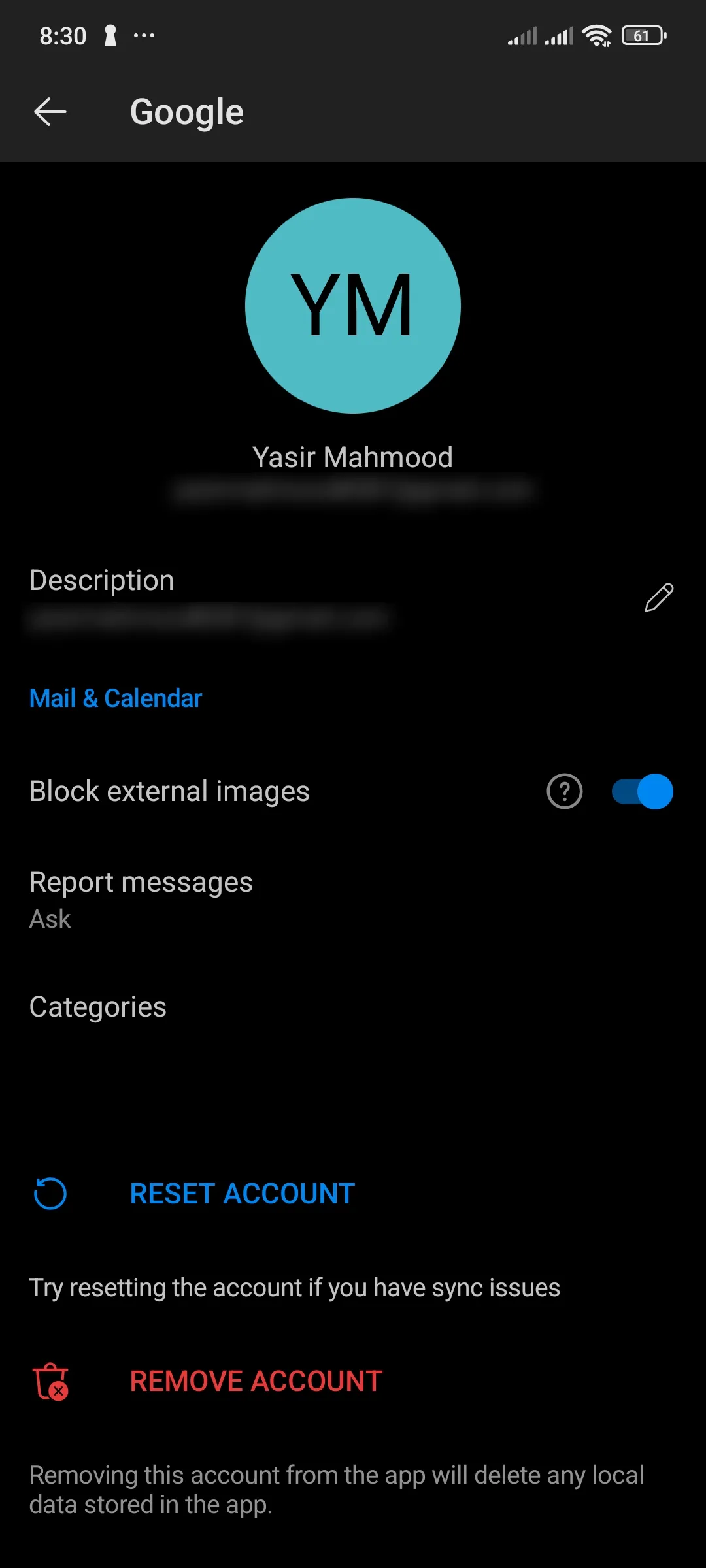 Cài đặt tài khoản Outlook trên ứng dụng Android cho phép tắt tính năng tải hình ảnh bên ngoài.
