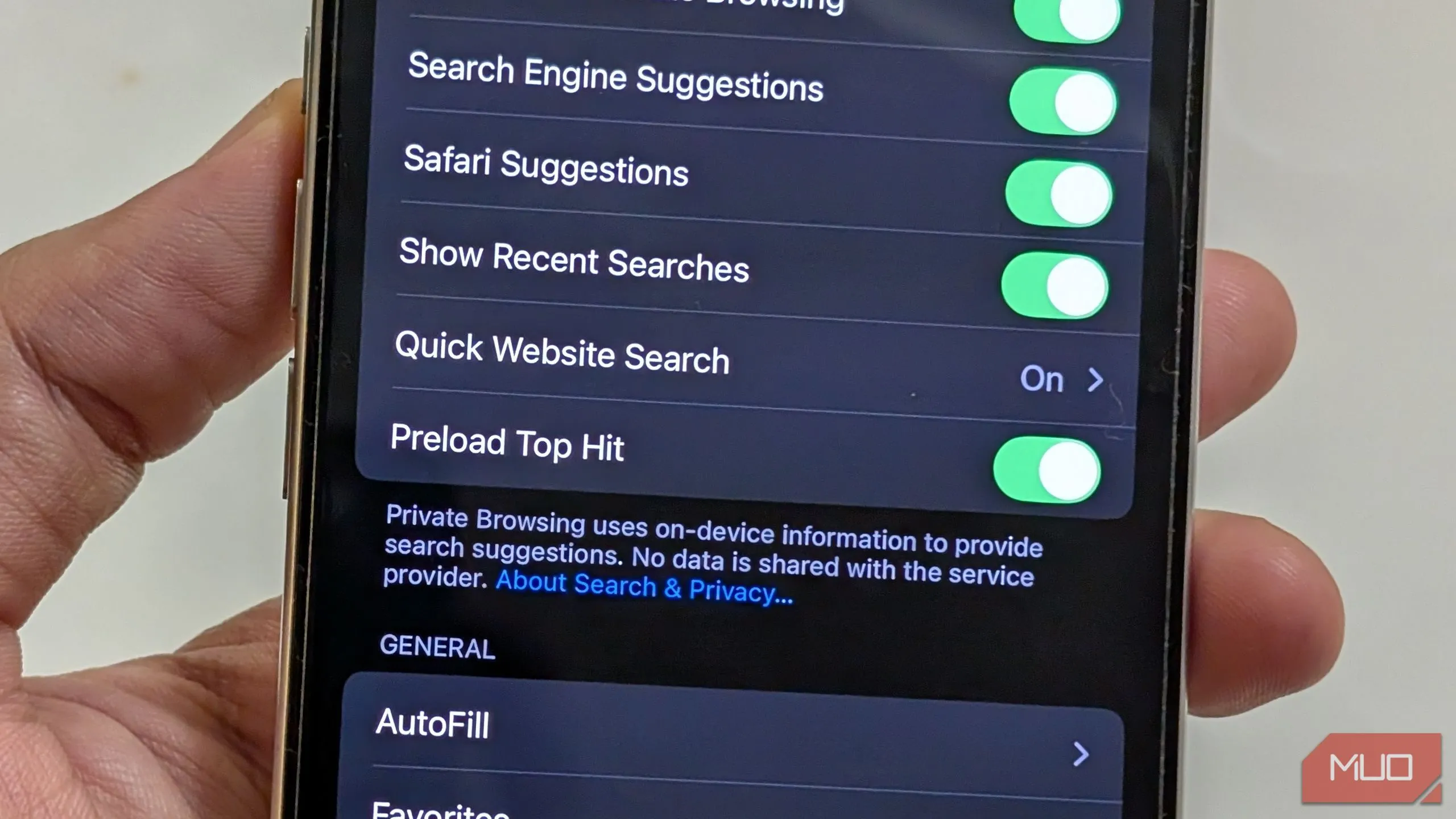 Cài đặt Tải trước Kết quả tìm kiếm hàng đầu trong Safari trên iOS