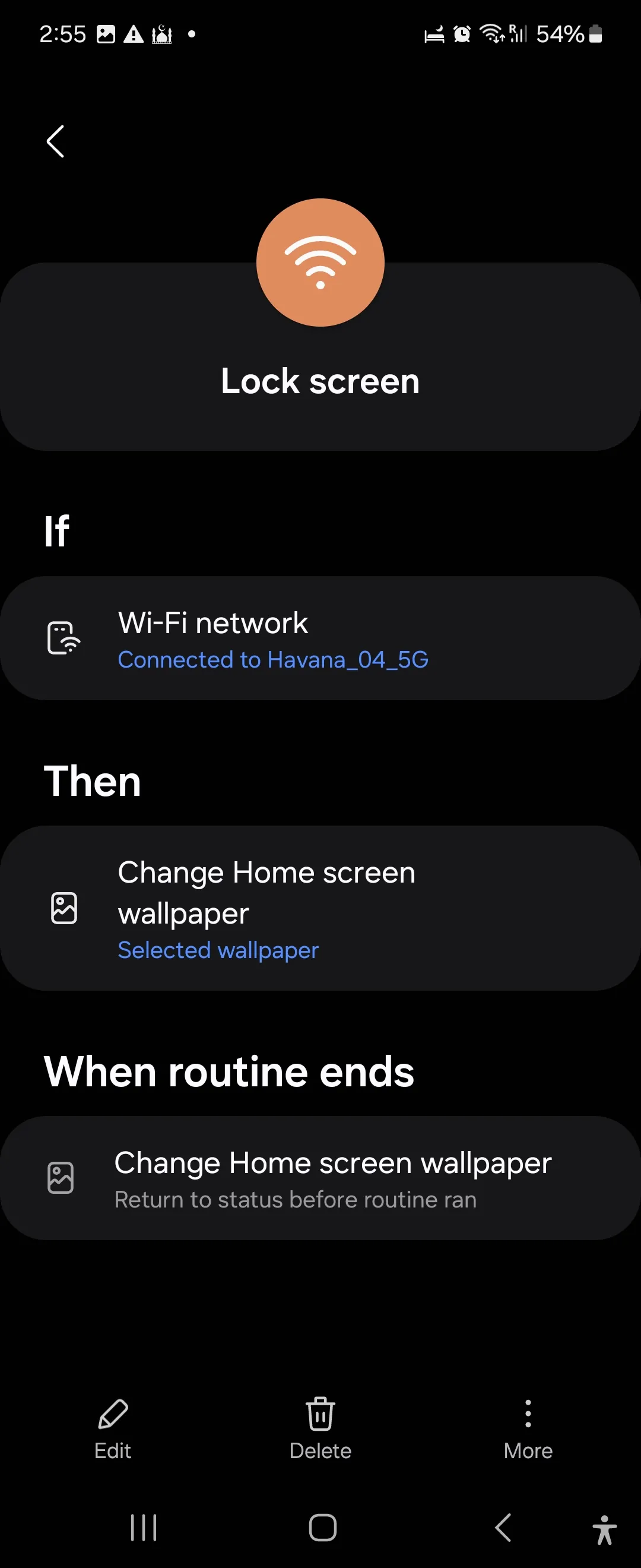 Cài đặt thói quen thay đổi hình nền màn hình khóa trong ứng dụng Chế độ và Thói quen Samsung