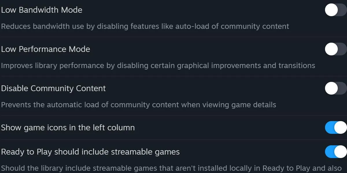 Cài đặt thư viện Steam để bật chế độ hiệu suất thấp