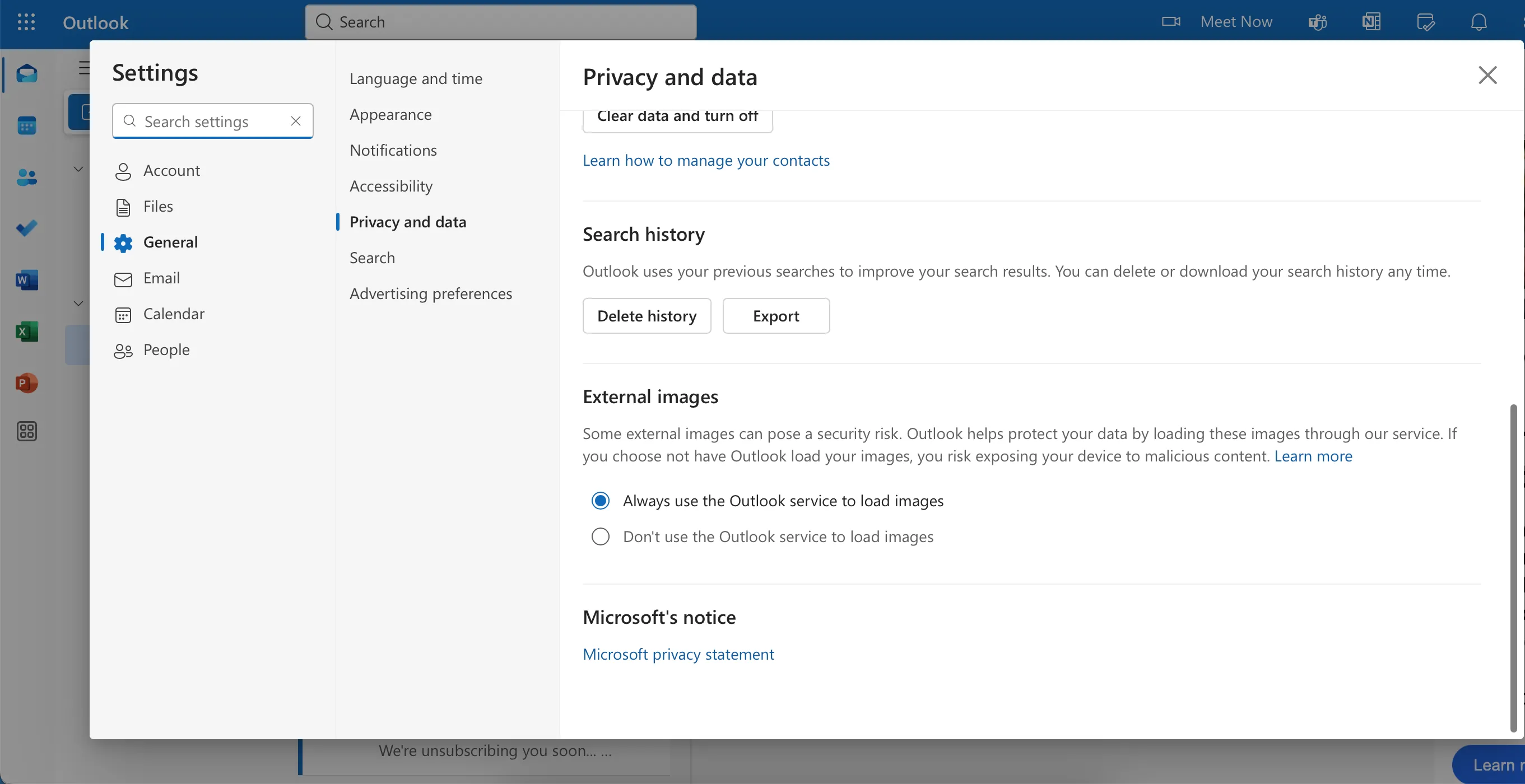 Cài đặt tính năng tải ảnh bên ngoài trong ứng dụng email Microsoft Outlook để tăng cường bảo mật.