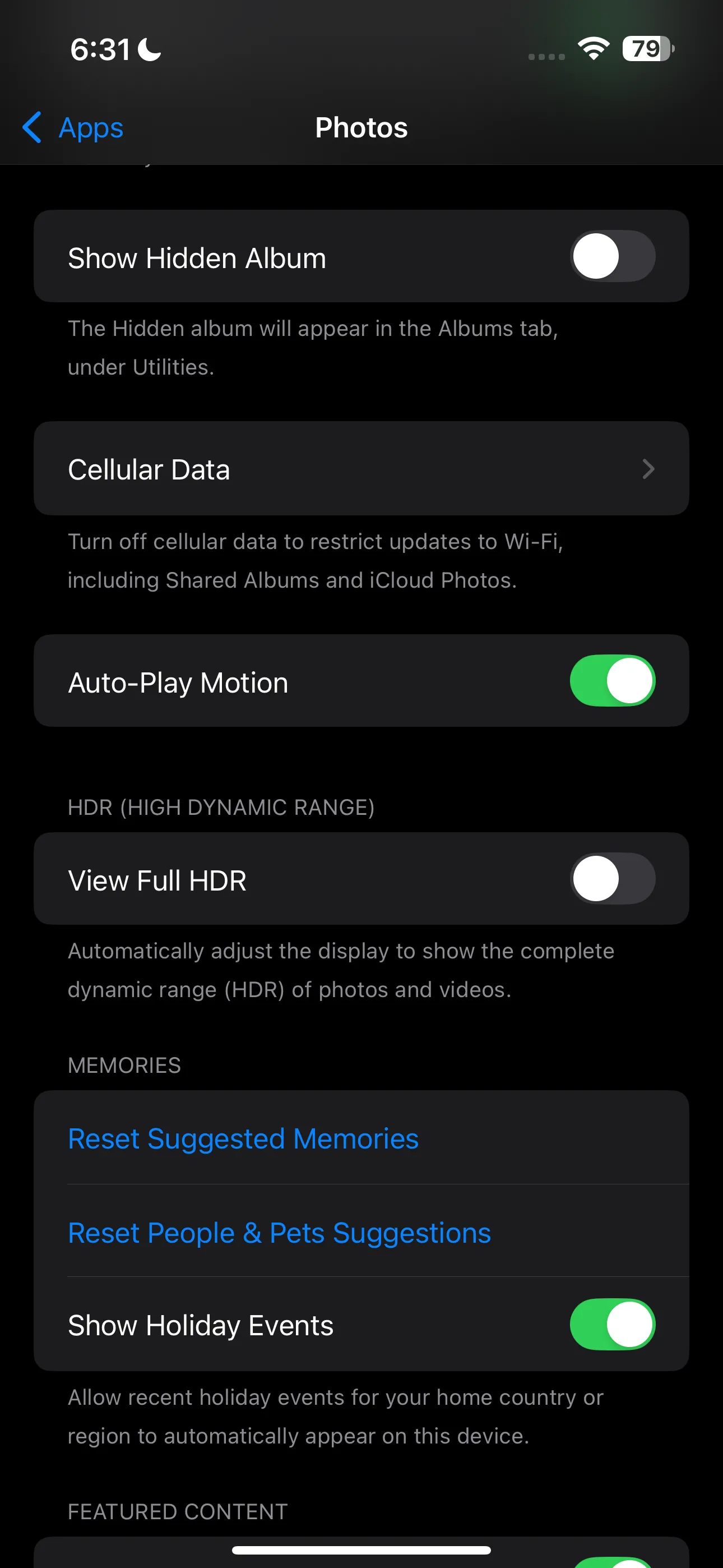Cài đặt ứng dụng Ảnh trong mục Cài đặt của iPhone