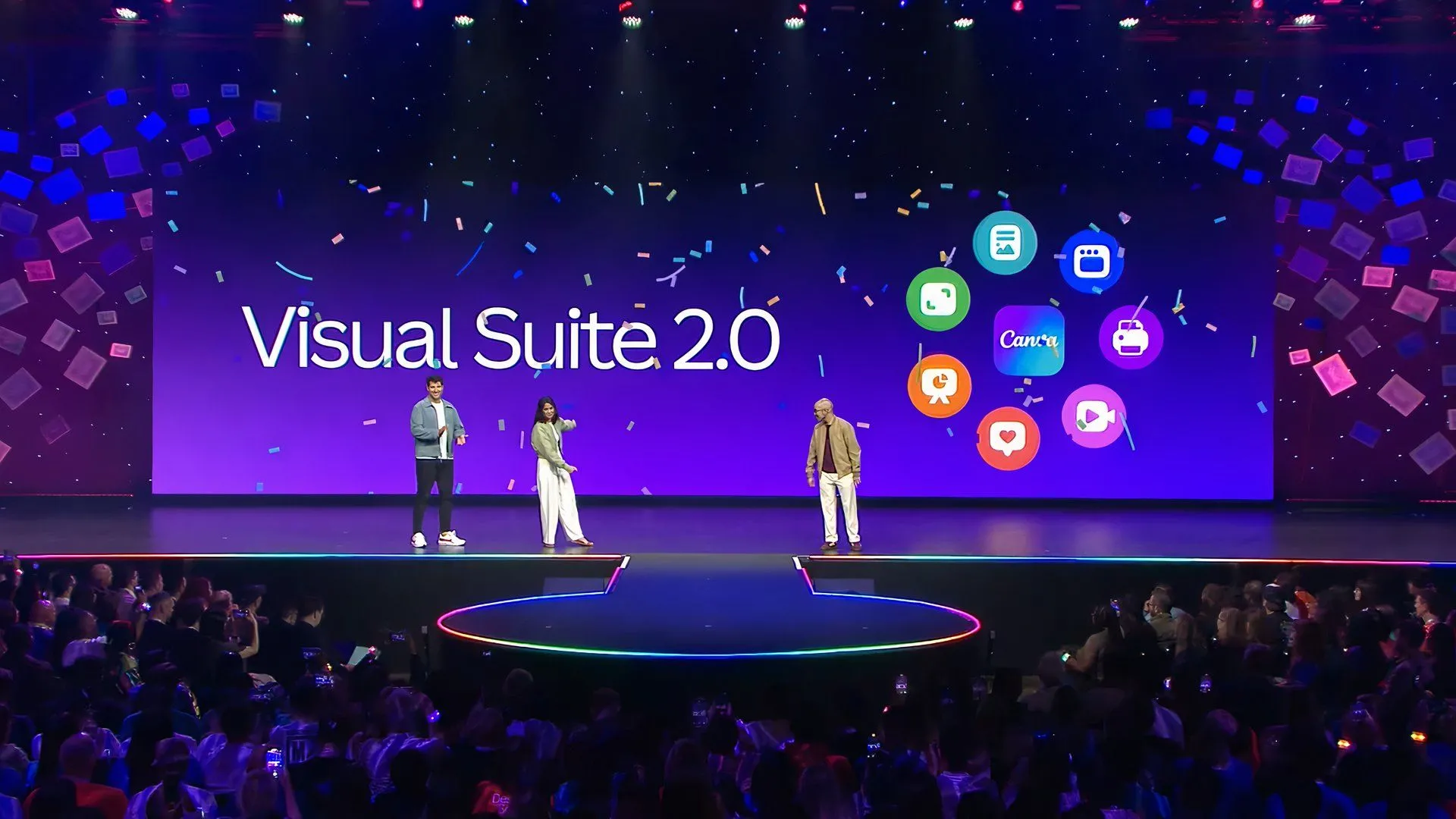 Canva giới thiệu Visual Suite 2.0 mới trên màn hình lớn tại sự kiện Canva Create 2025