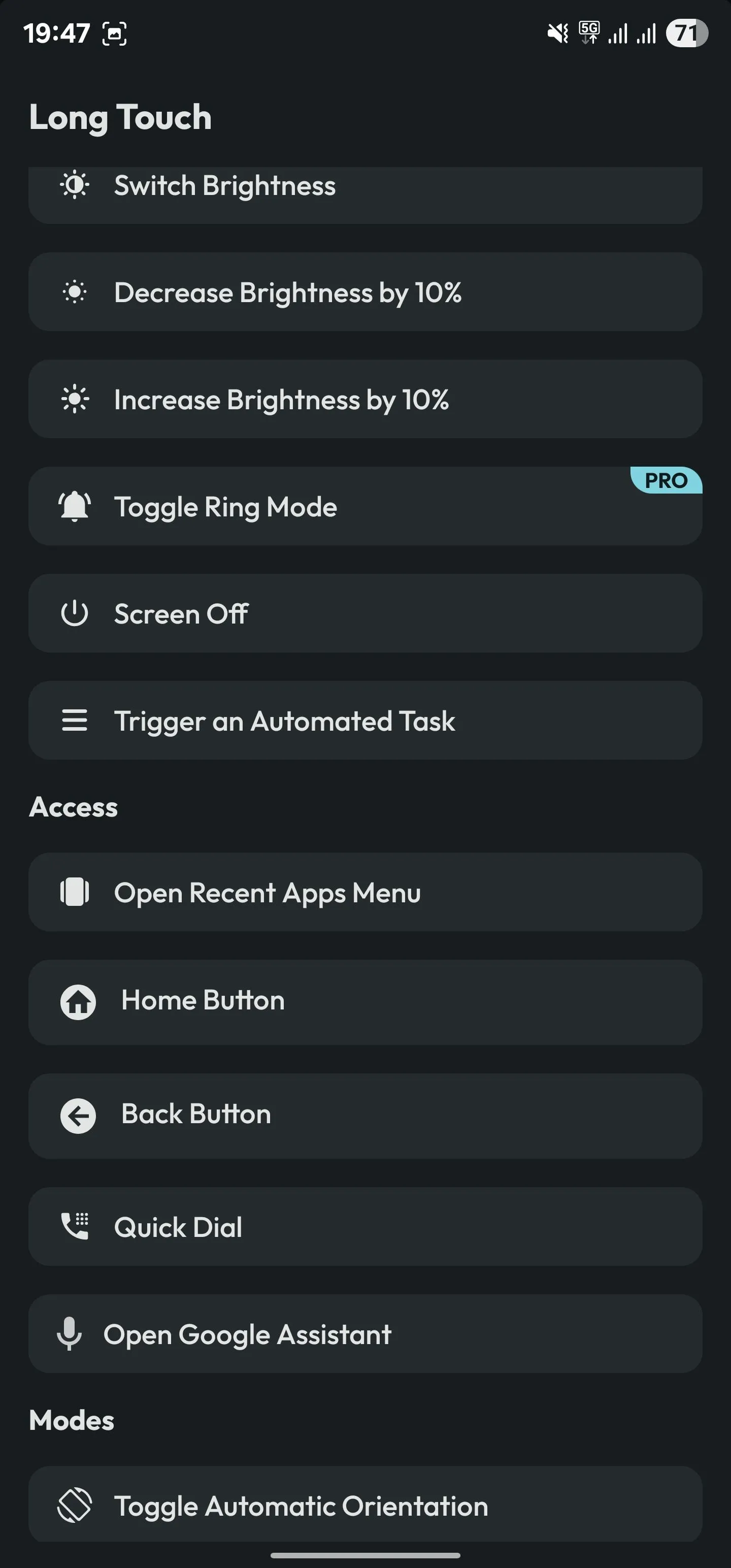Cấu hình cử chỉ Long Touch để kích hoạt các tác vụ tự động từ ứng dụng Tasker hoặc MacroDroid thông qua Action Notch trên Android