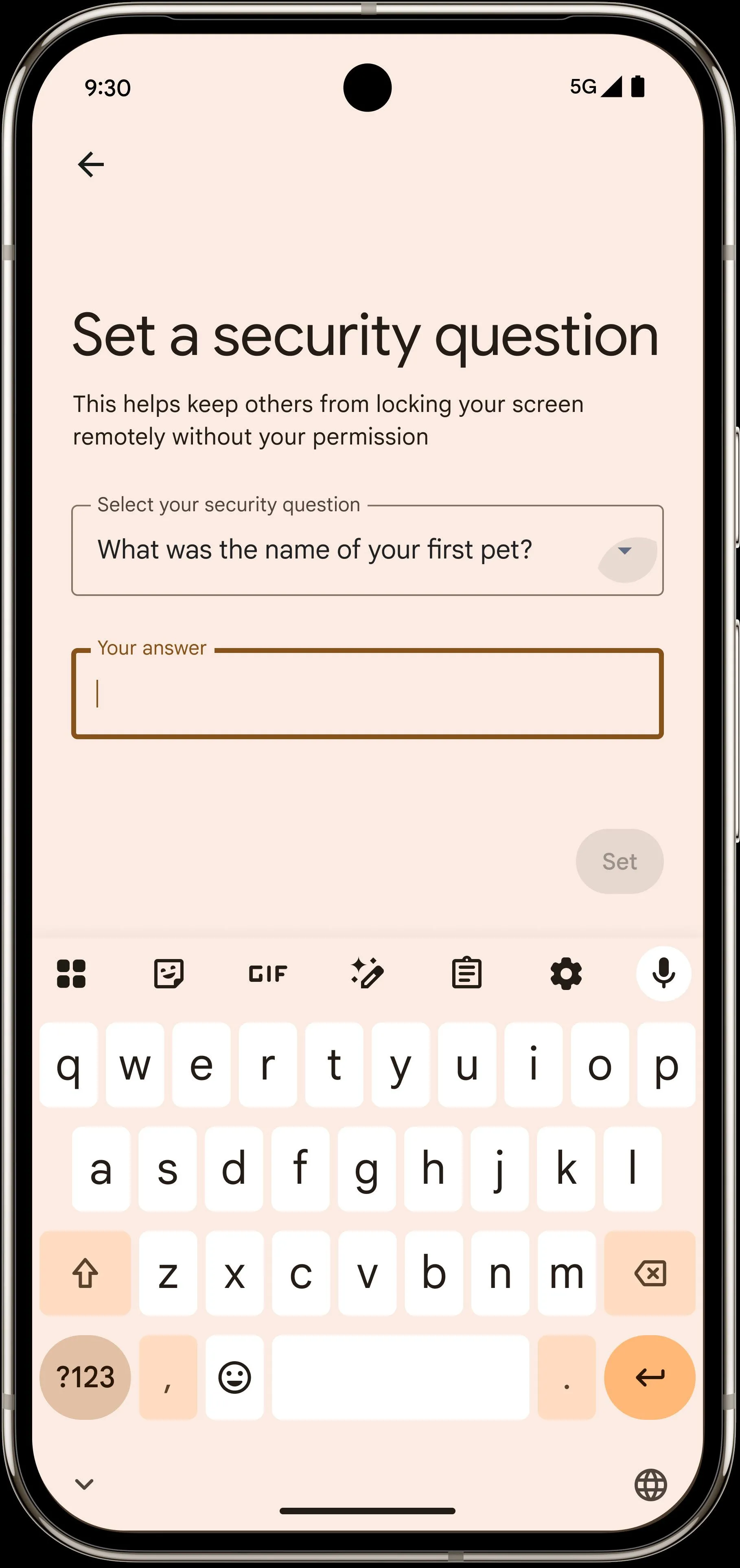Câu hỏi bảo mật khi khóa Android từ xa để chống trộm điện thoại