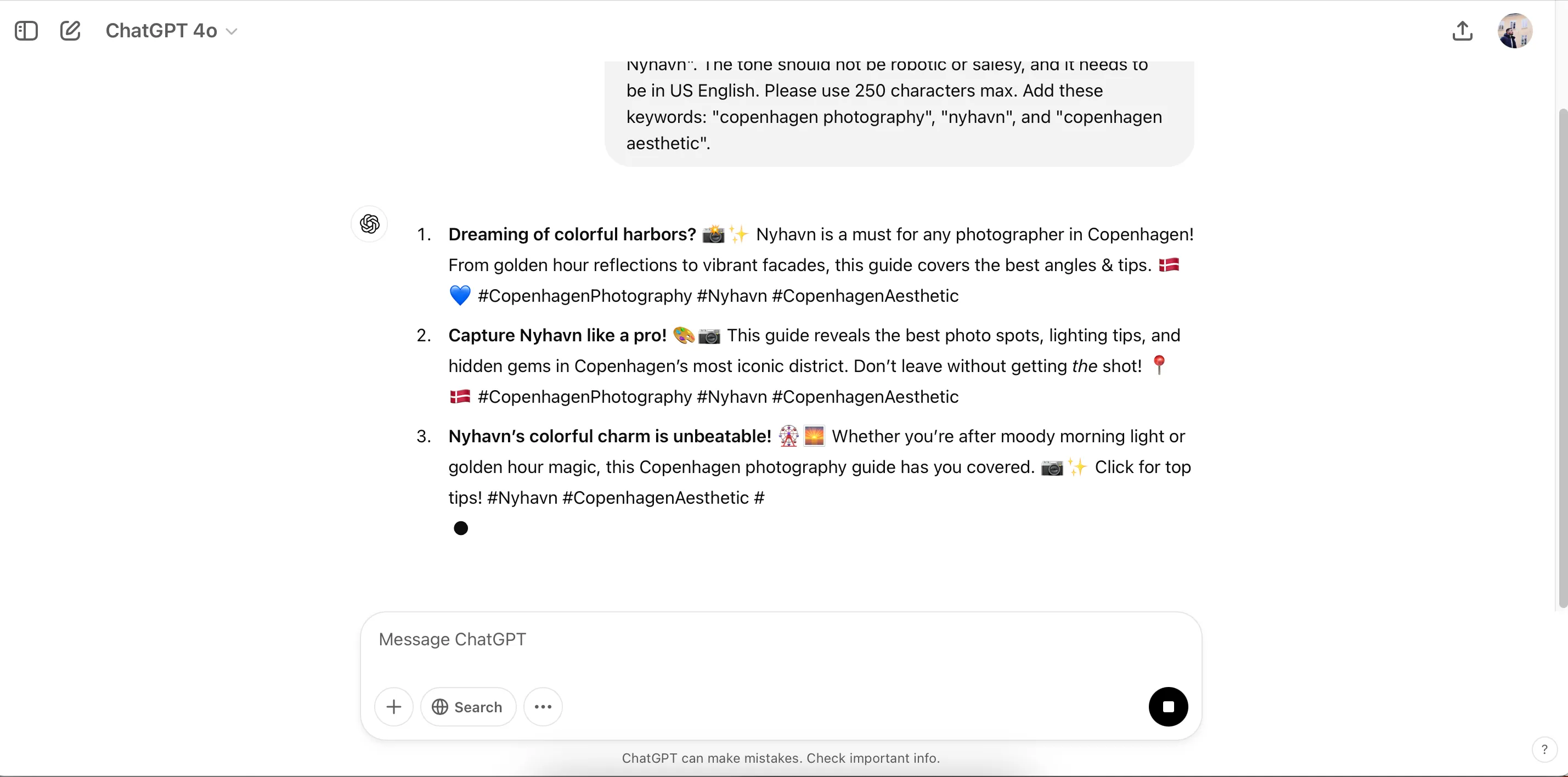 ChatGPT tạo bản nháp nội dung cho các bài đăng Pinterest, minh họa khả năng hỗ trợ marketing tự động.