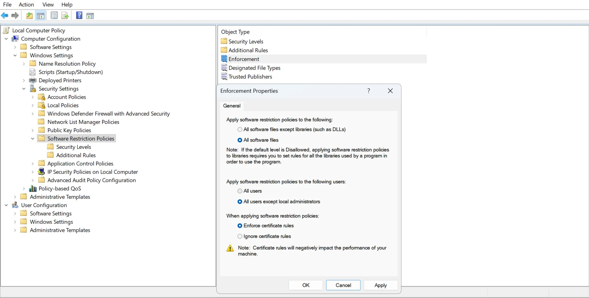 Chính sách hạn chế cài đặt phần mềm không được phép qua Group Policy Editor