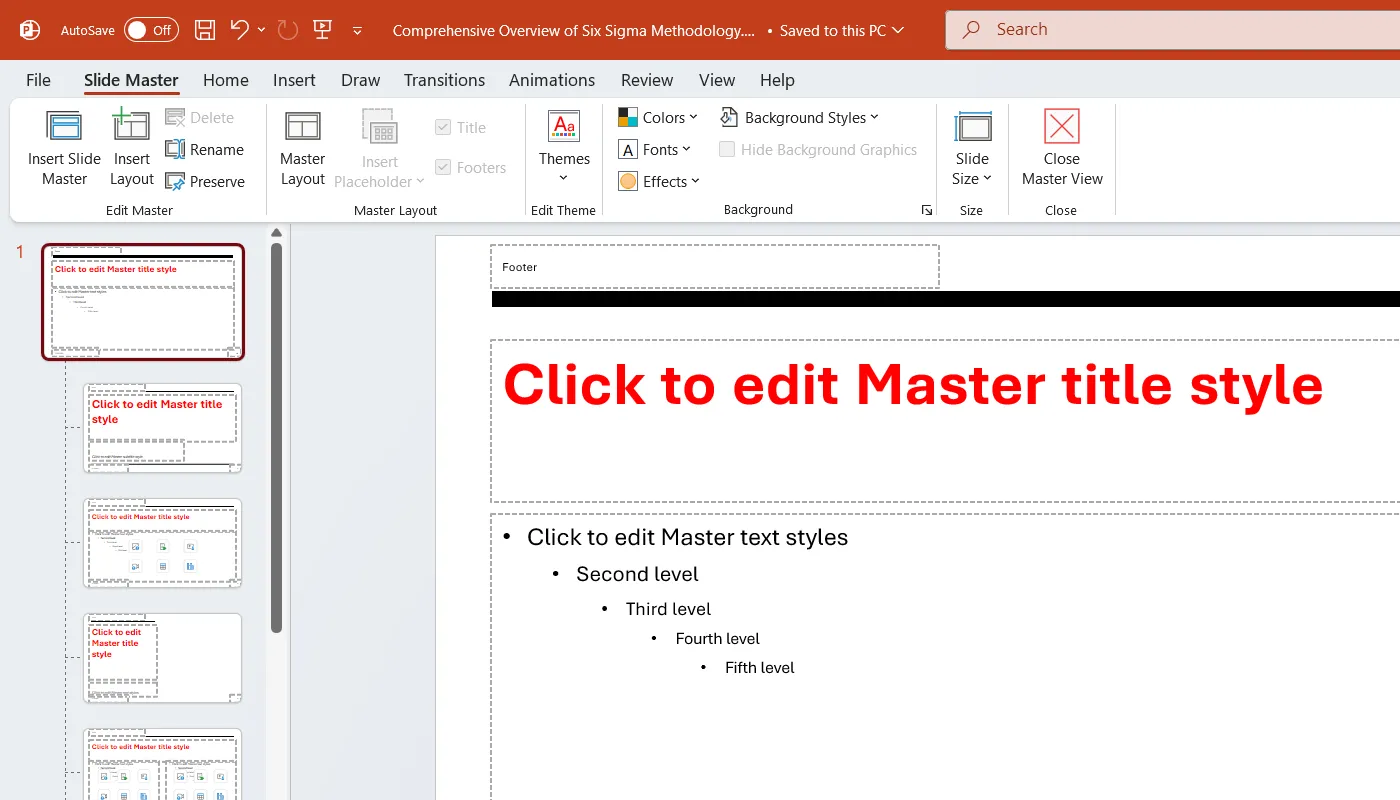Chỉnh sửa giao diện trang chiếu cái (Slide Master) để đồng bộ định dạng trong PowerPoint.